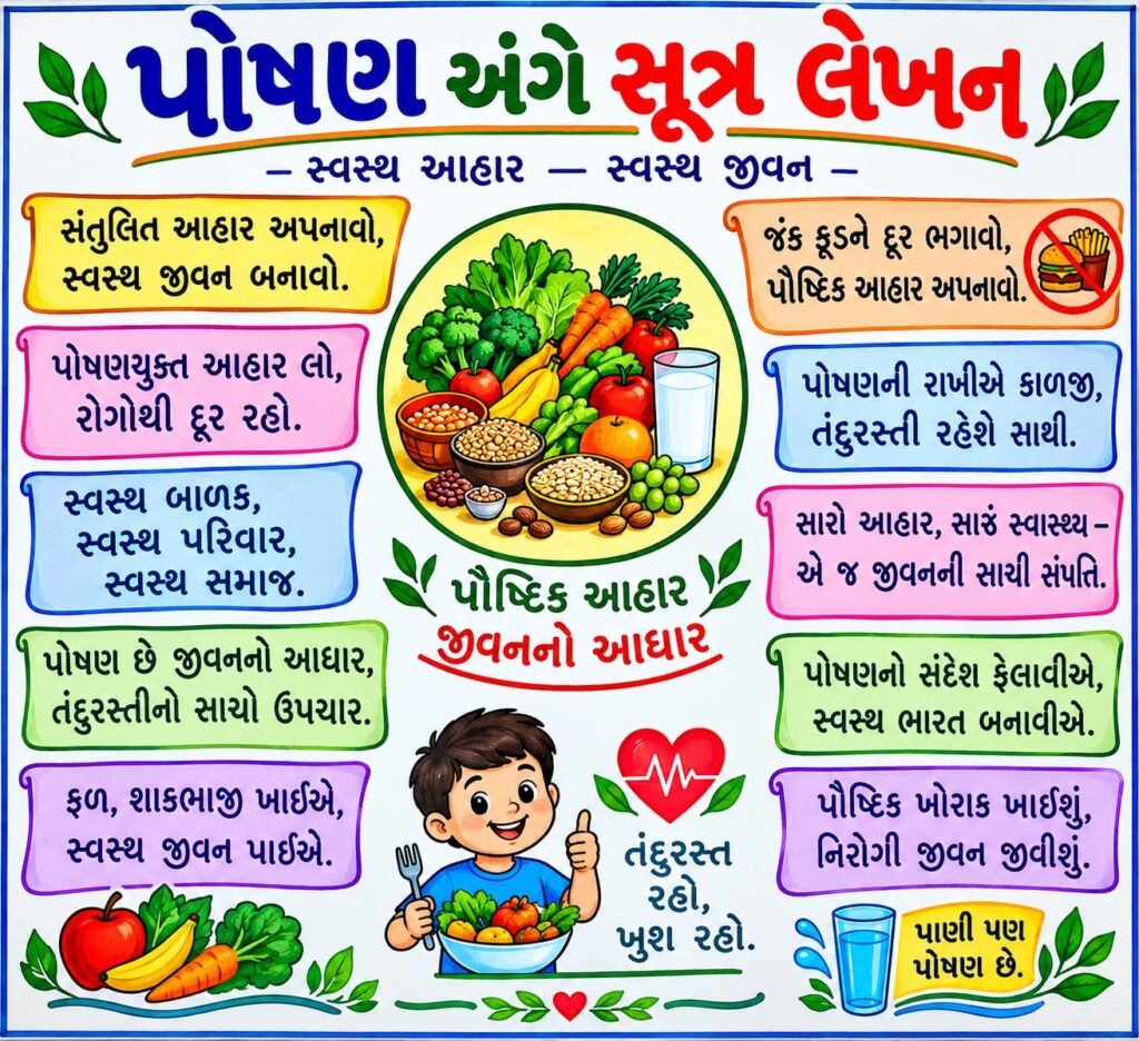 📅 પોષણ માહ📝 પોષણ અંગે સૂત્ર લેખન: