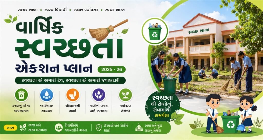 વાર્ષિક સ્વચ્છતા એક્શન પ્લાન 2026-27 | શાળા સ્વચ્છતા આયોજન