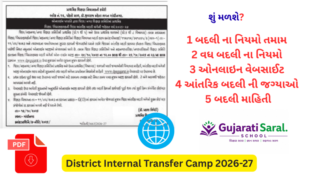 District Internal Transfer Camp 2026-27: Online Application Dates, Rules, and Complete Information for Teachers
