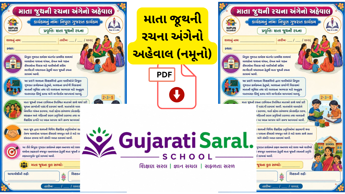 માતા જૂથની રચના અંગેનો અહેવાલ (નમૂનો)